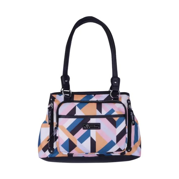 Lily Bloom Satchel Bag Purse Shoulder Large Geometric Womens NWT - Picture 2 of 10